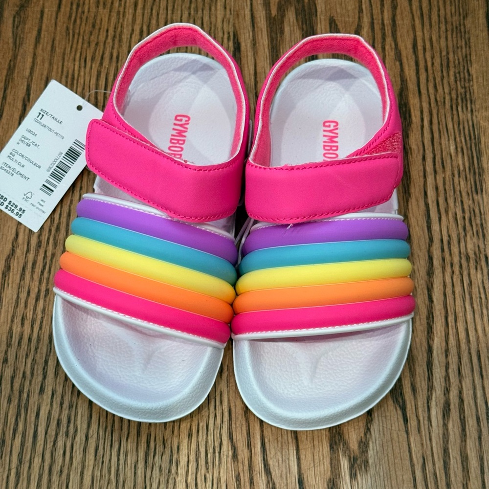 Gymboree Kids Sandals - Pink with Rainbow Straps